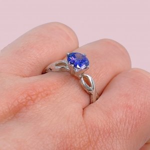 Anillo Piedra con cubic Amatista redondo 7mm de Plata 925